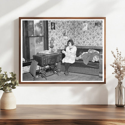 Child Playing with Doll in Iowa Home December 1936