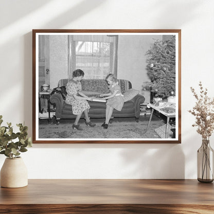 Children Wrapping Christmas Presents on Farm 1936