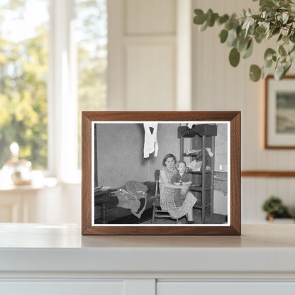 Mrs. James Kelleher and Child in Grand Ridge Home 1937