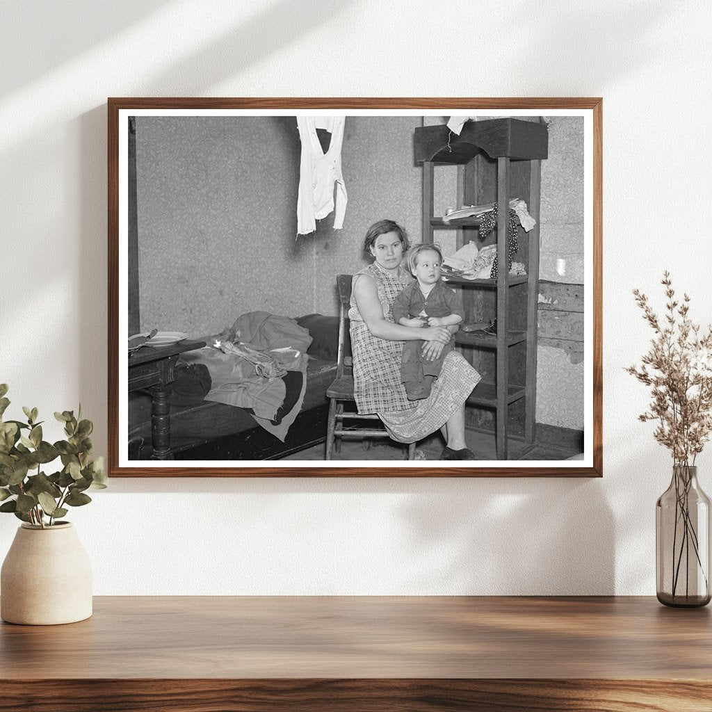 Mrs. James Kelleher and Child in Grand Ridge Home 1937