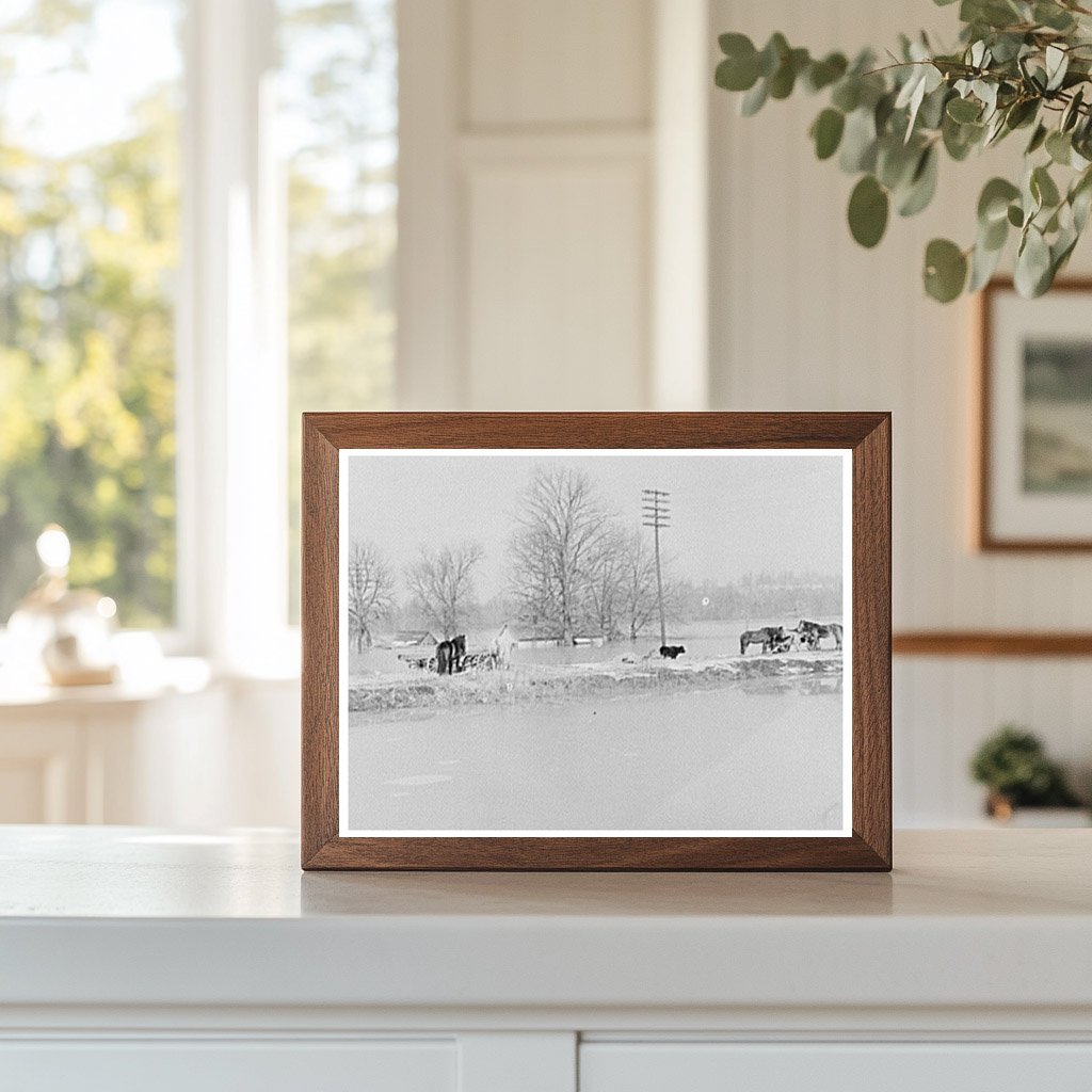 Flooded Farm Livestock Cache Illinois February 1937