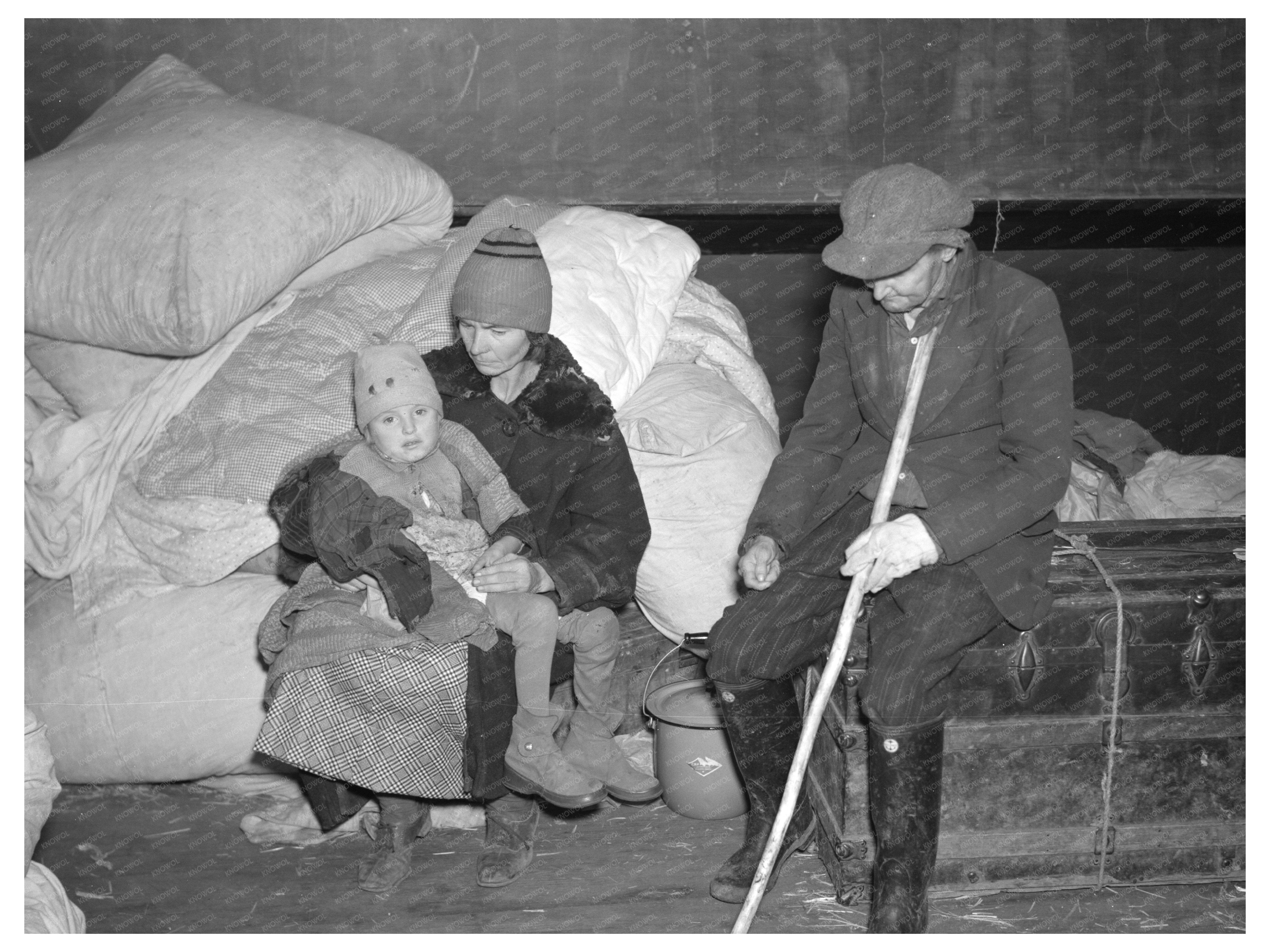 Flood Refugee Family in Schoolhouse East Prairie 1937