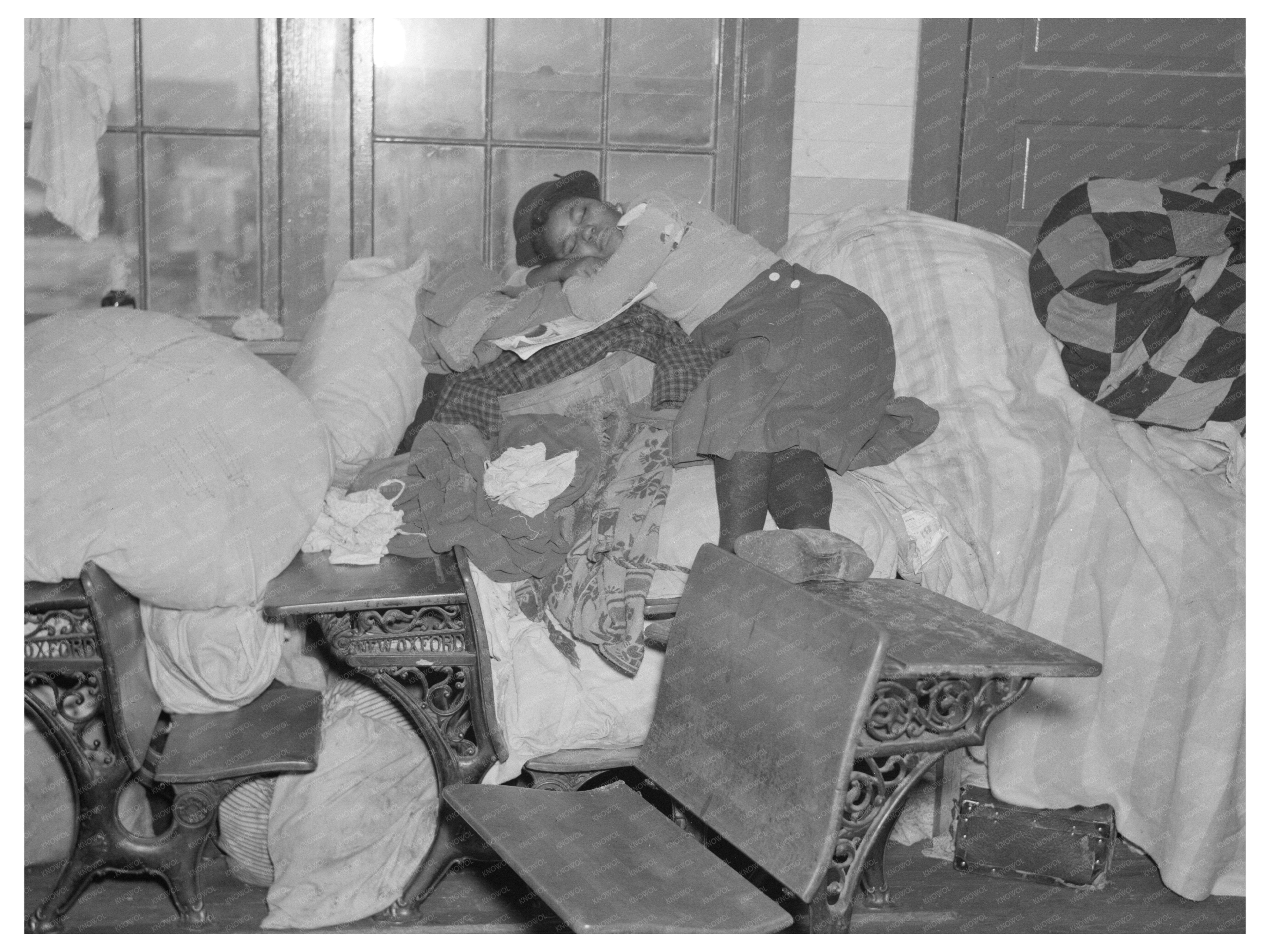 Flood Refugee Sleeping in Sikeston Schoolhouse February 1937