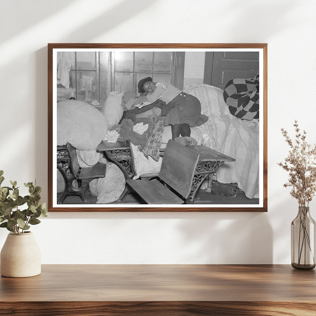 Flood Refugee Sleeping in Sikeston Schoolhouse February 1937