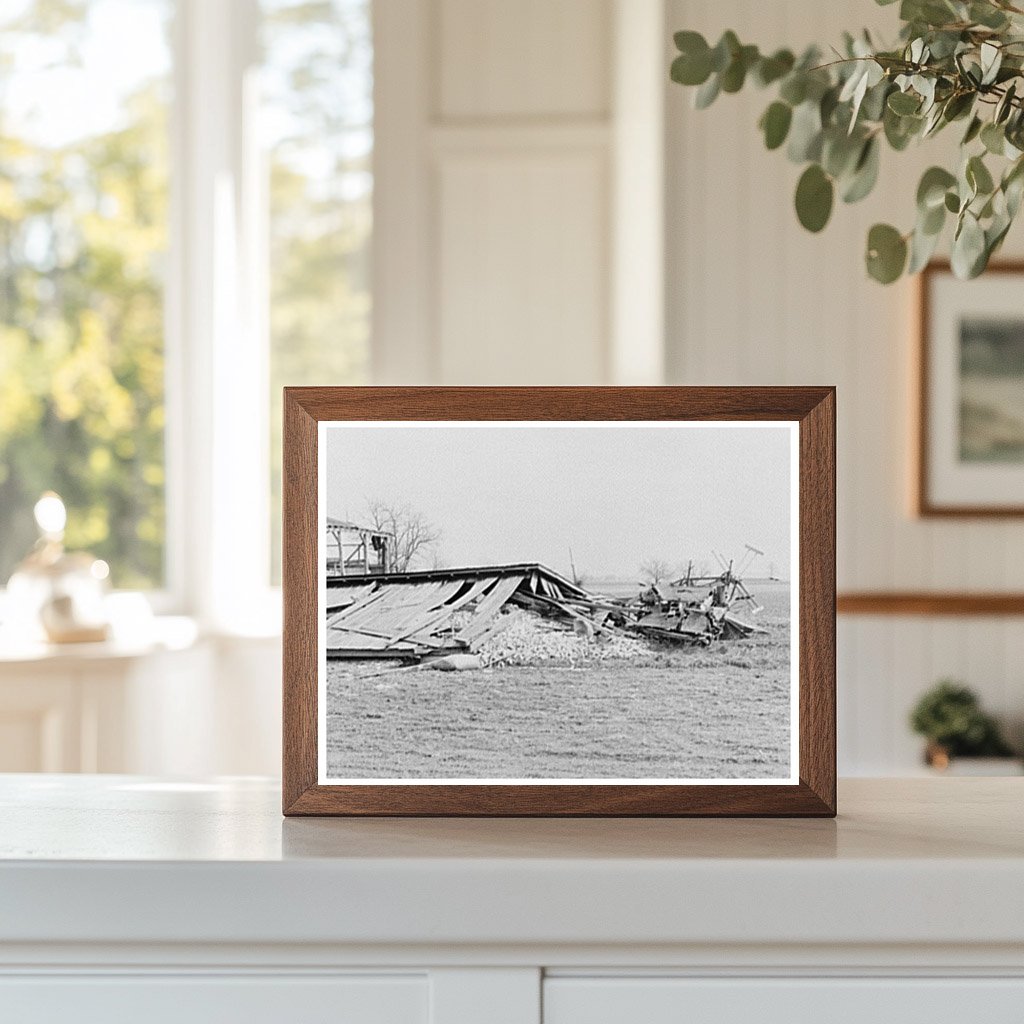 Flood Damage to Corn Crib and Machine Shed in Indiana 1937