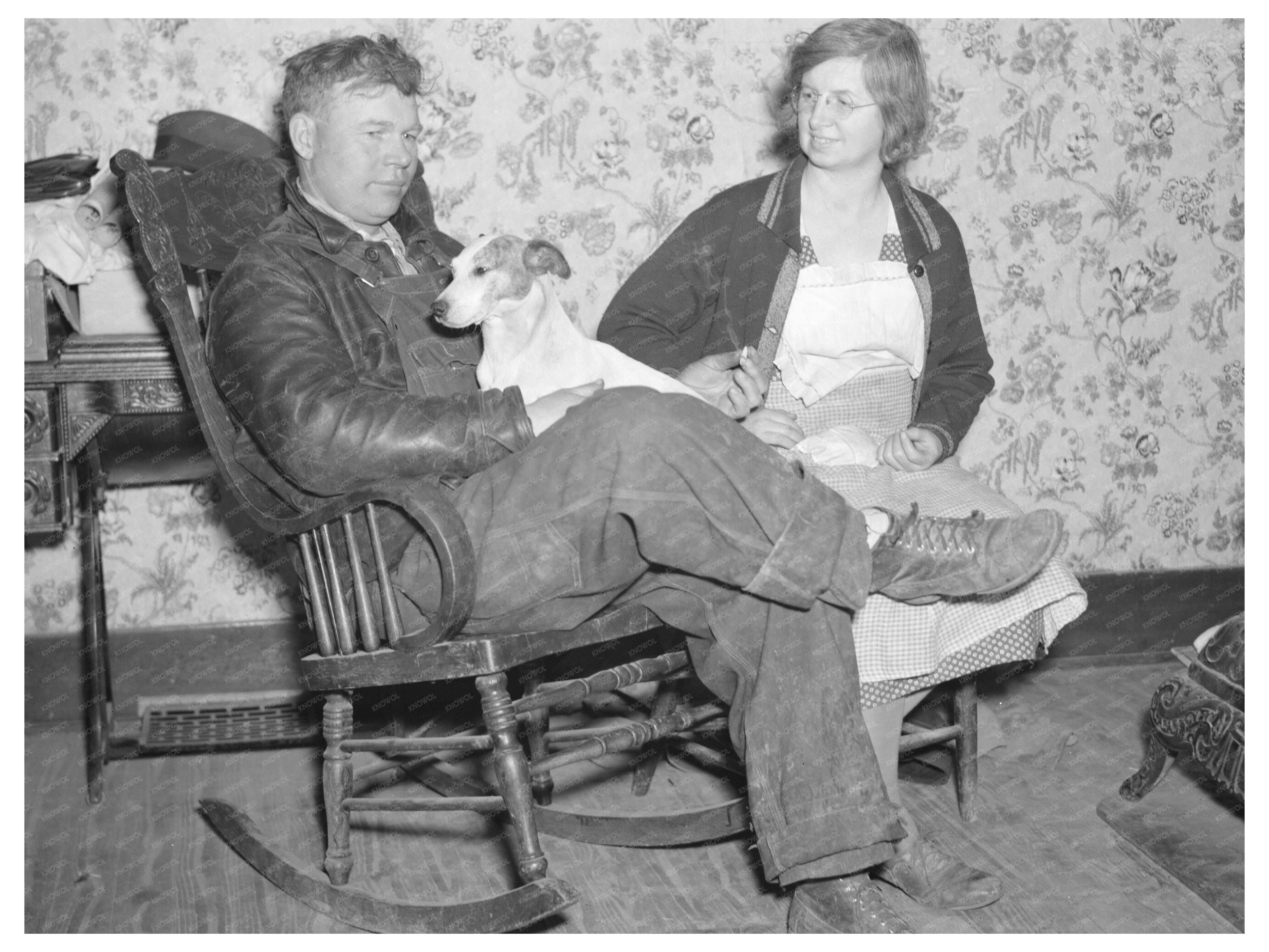 Frank Sheroan Family and Dog Montmorenci Indiana 1937