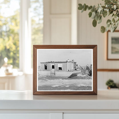 Houseboat Amid Flood Debris in Maunie Illinois 1937