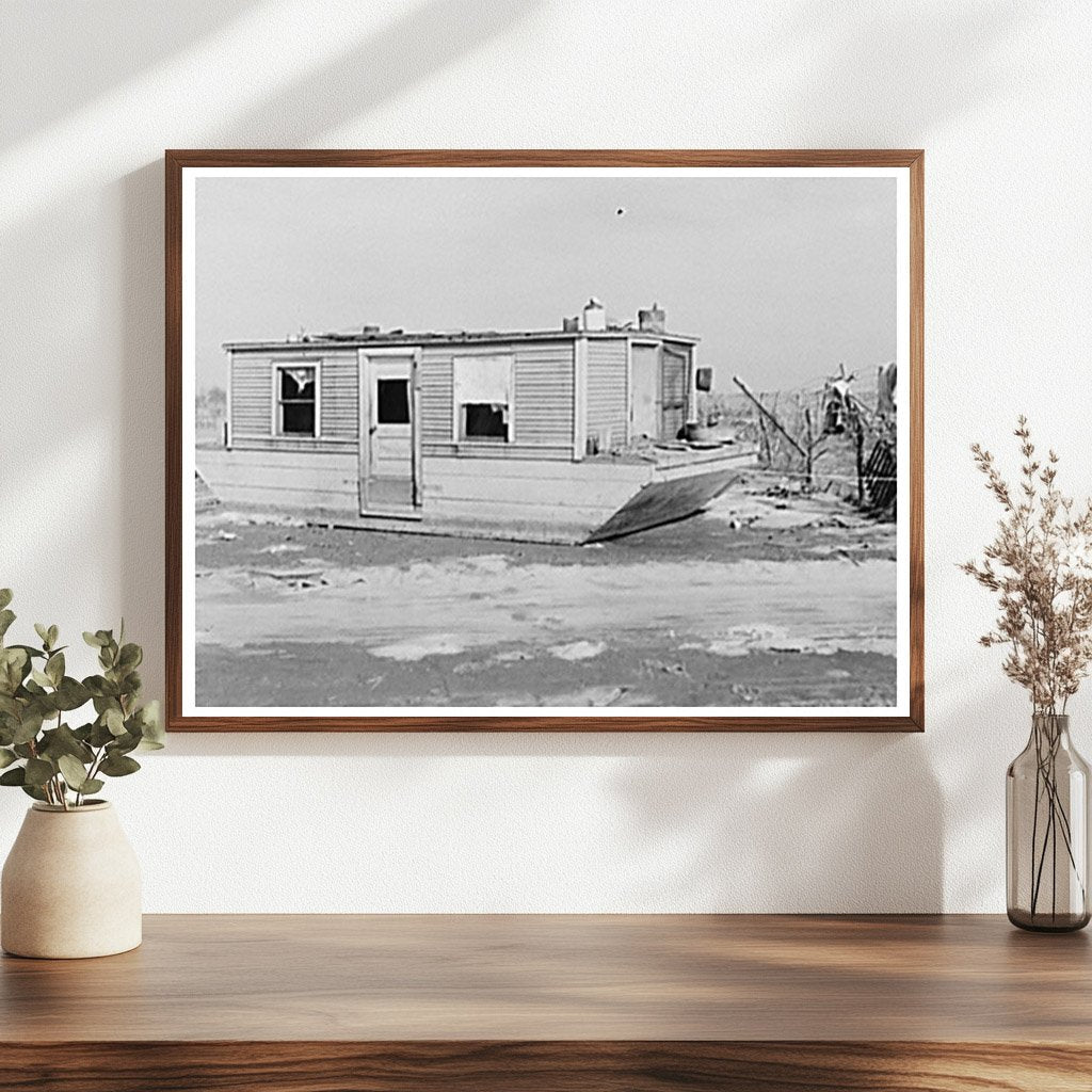 Houseboat Amid Flood Debris in Maunie Illinois 1937