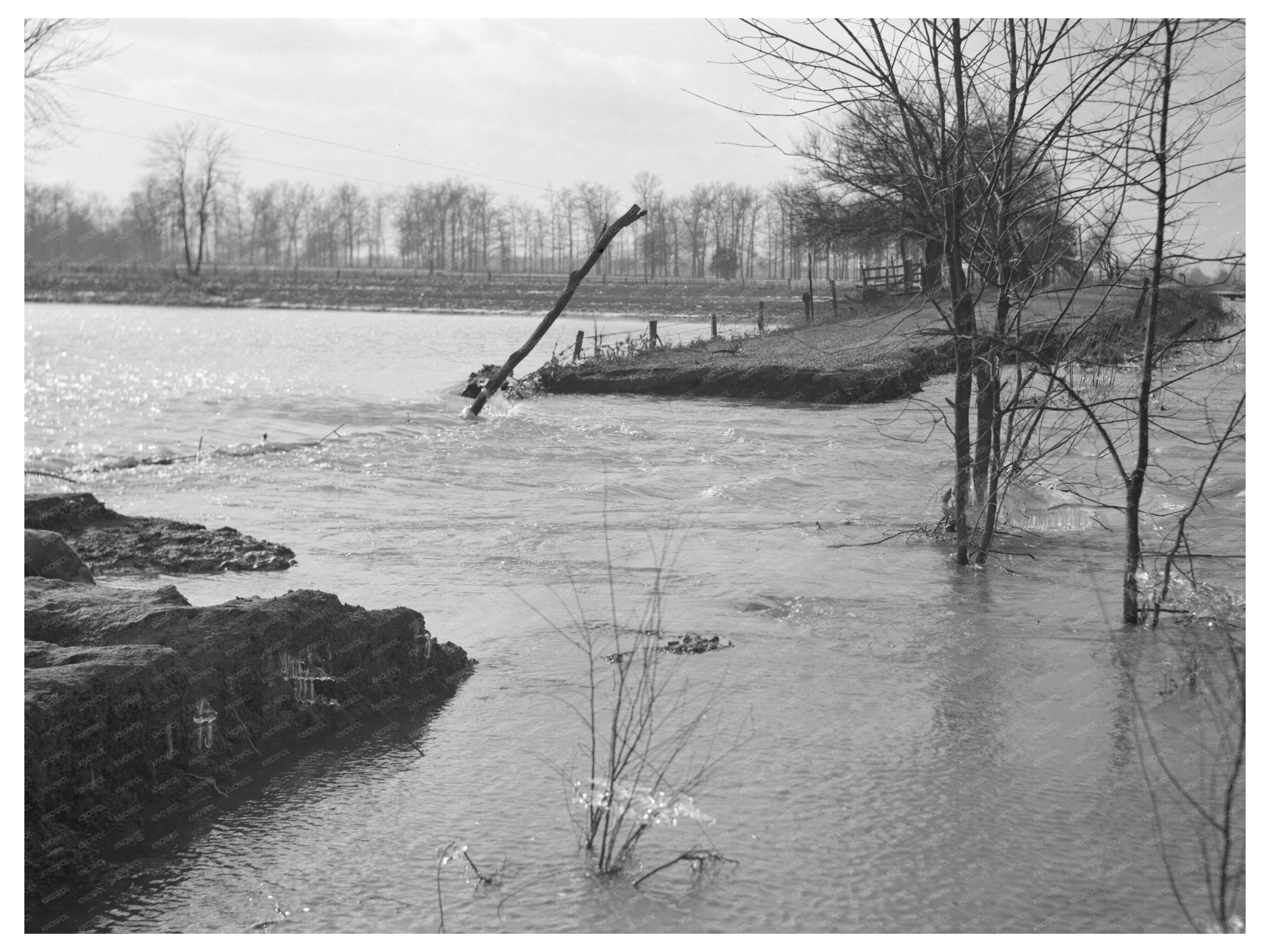 Flooded Country Road in Patoka Indiana February 1937