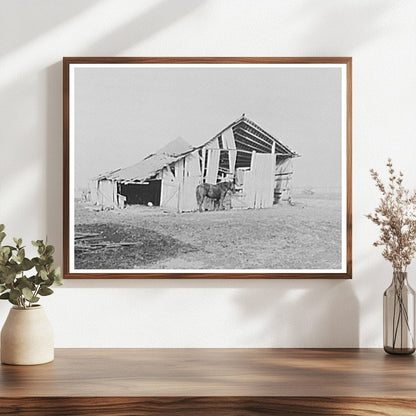 Vintage 1937 Barn and Horse on Indiana Farm