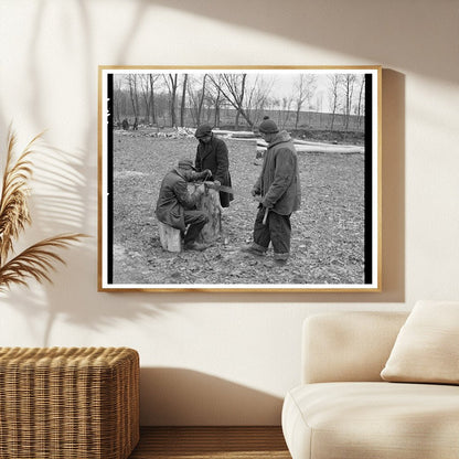 Workers Filing a Saw in Shadeland Indiana March 1937