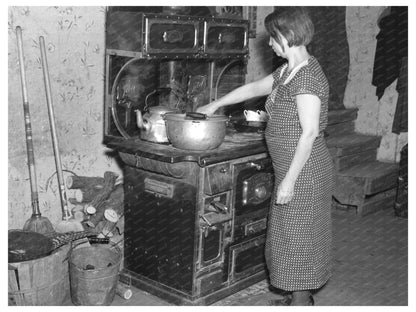 Mrs. Erasty Emrich in Kitchen Battle Ground Indiana 1937