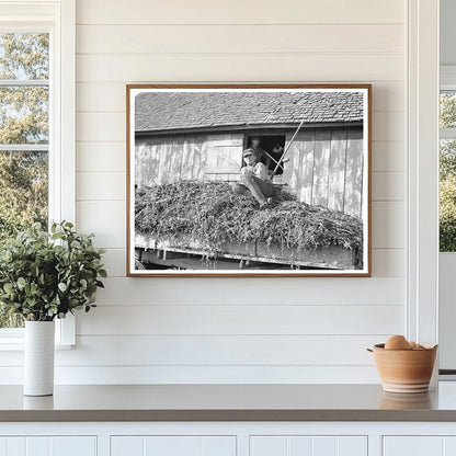 August Feck with Soybean Hay on Farm Indiana 1937