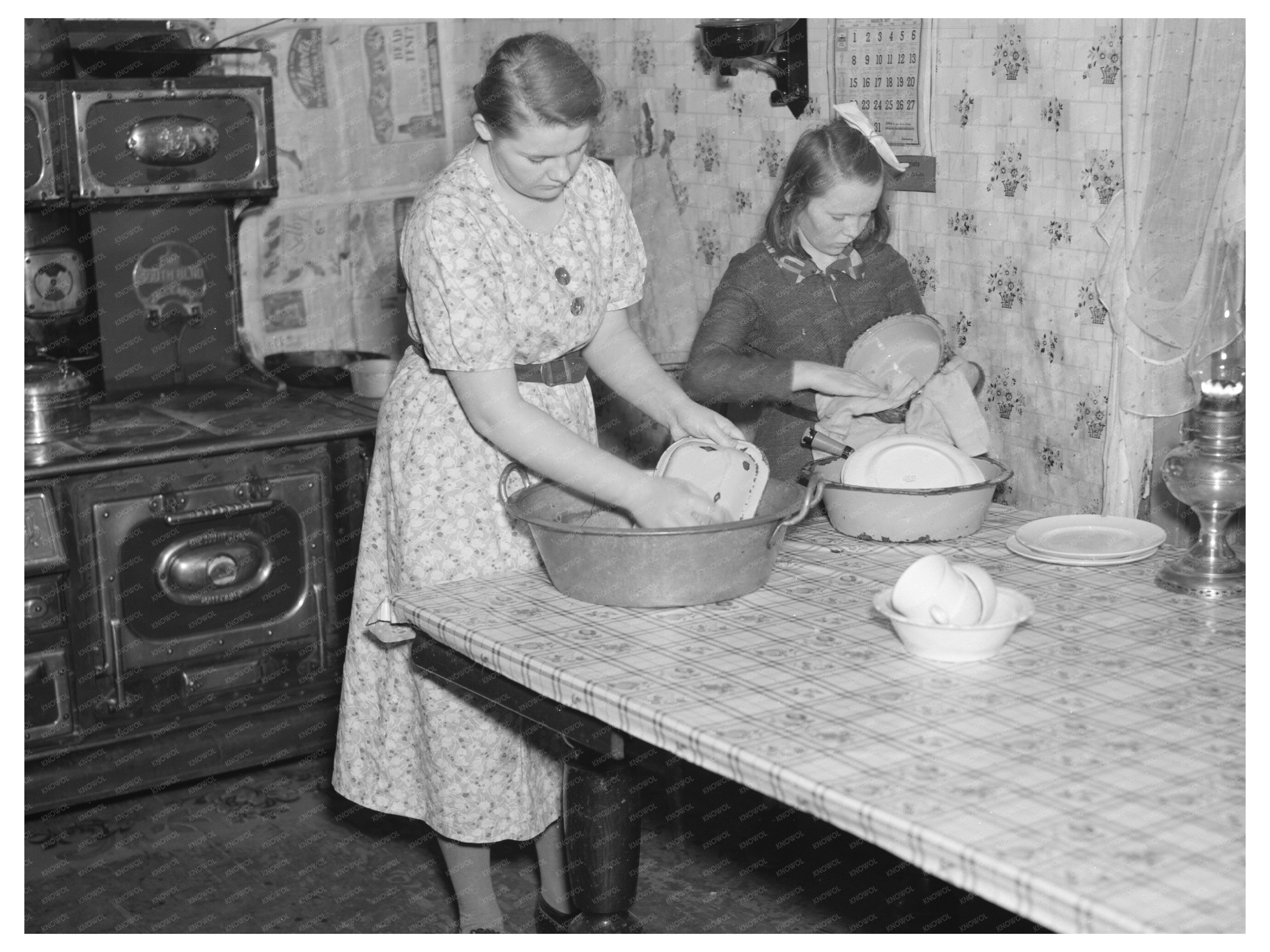 Daughter Making Beds in Benton County Indiana 1937