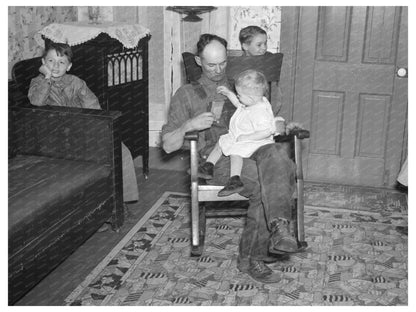 Tip Estes and Child Family Scene March 1937