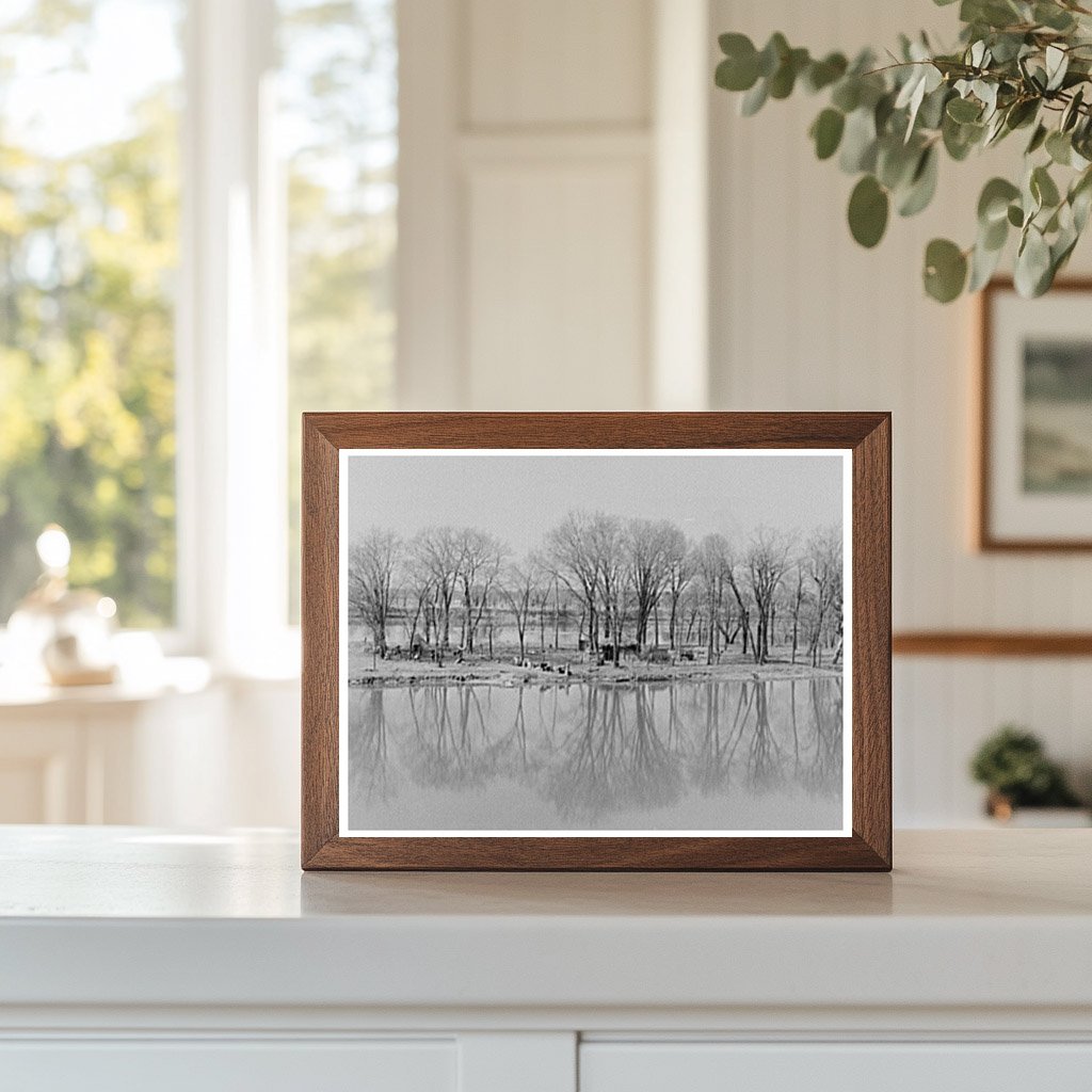 Illinois River Farm Home March 1937 Vintage Photograph