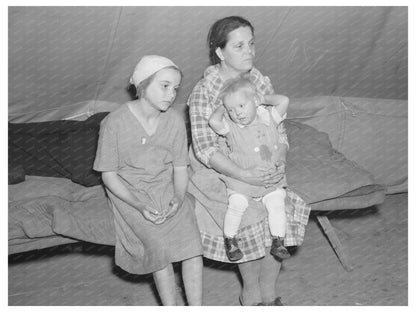 Mother and Children in Tent City after 1937 Flood