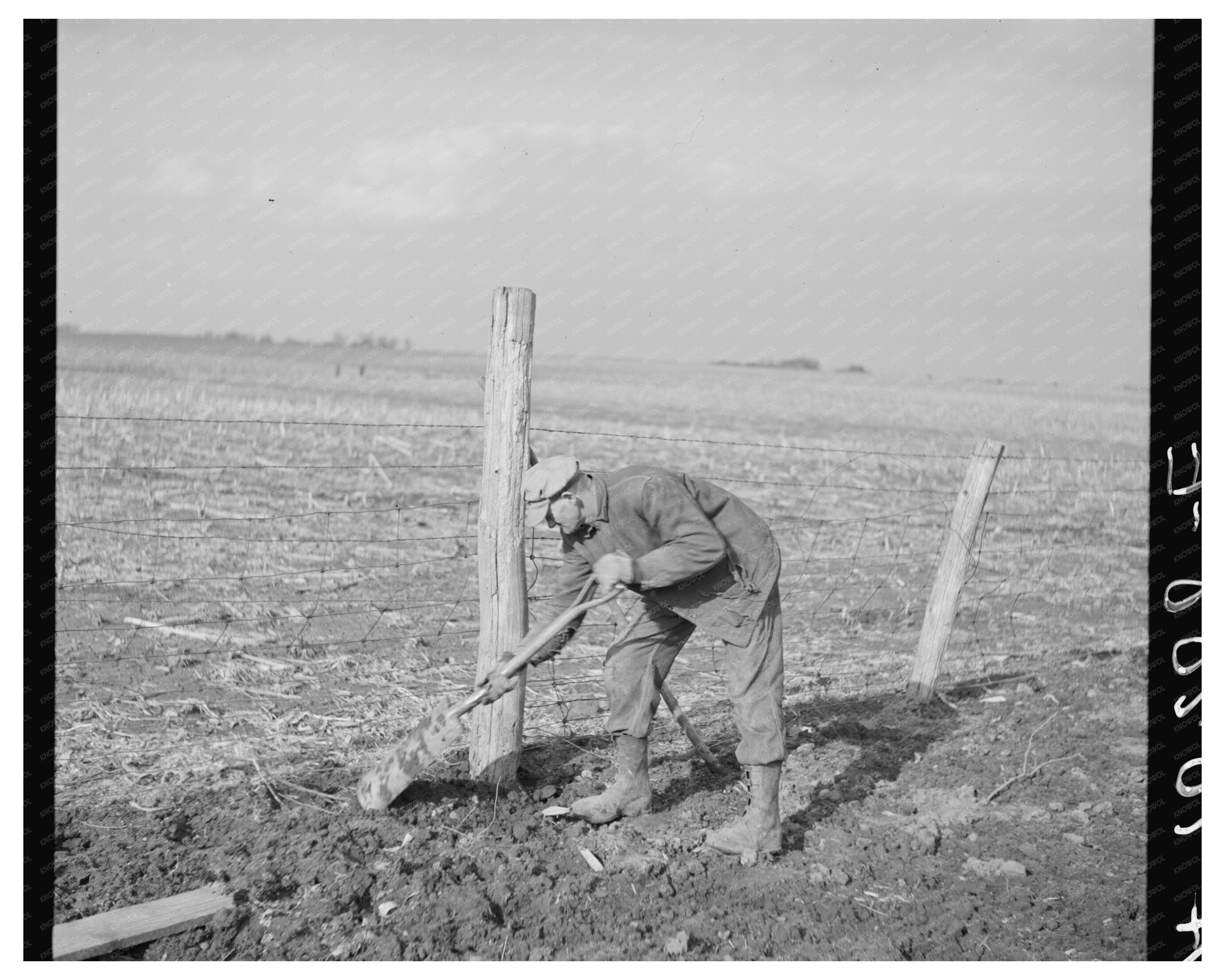 Tip Estes Repairing Fence in Benton County Indiana 1937