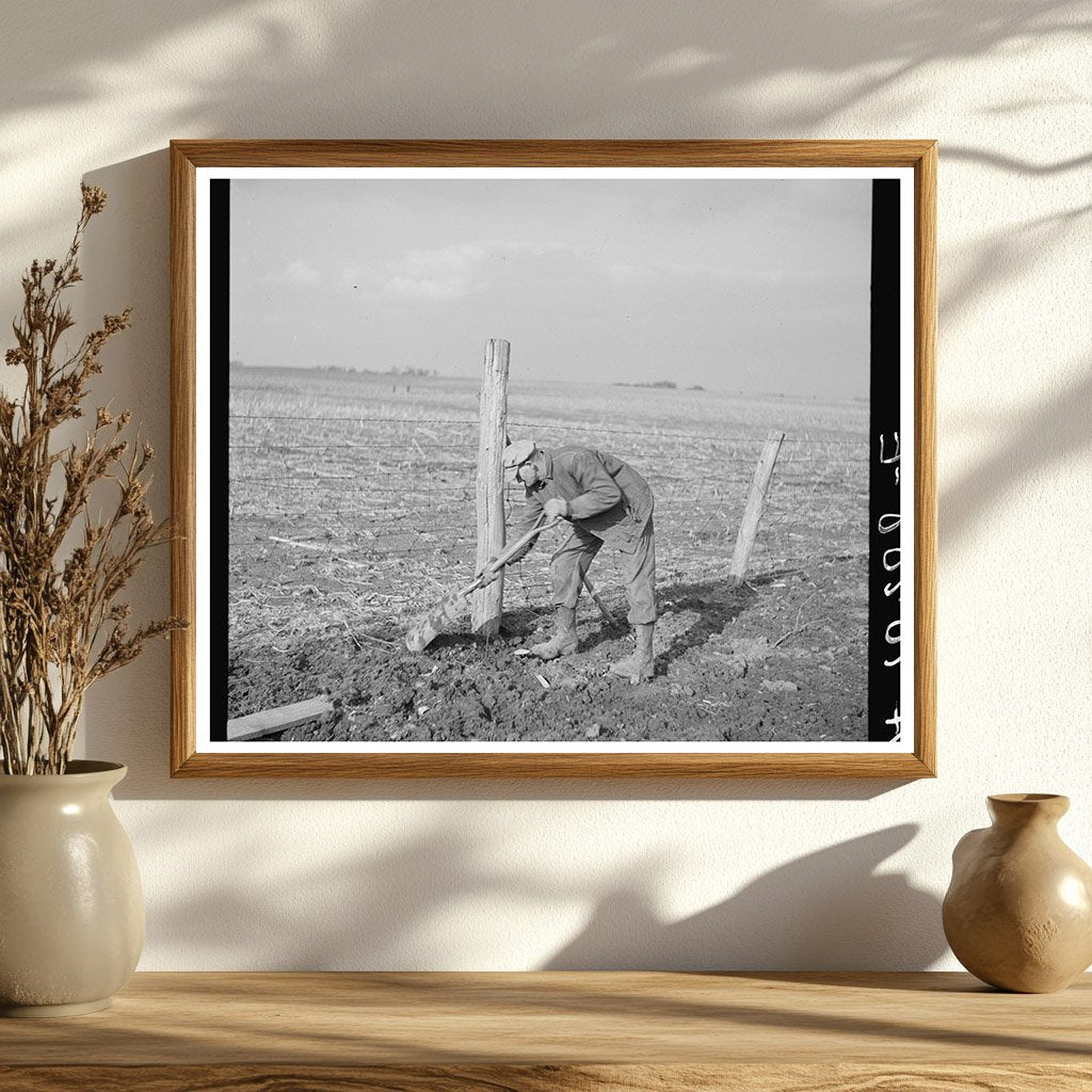 Tip Estes Repairing Fence in Benton County Indiana 1937