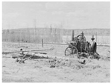 Rusting Engine and Old Plow in Iron River Michigan 1937