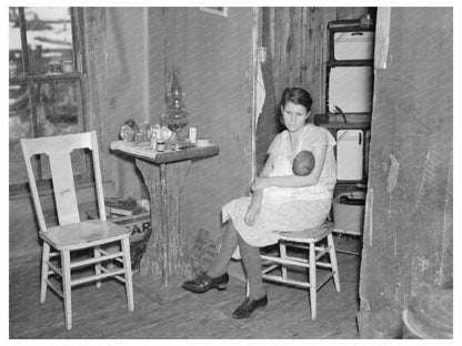 Mrs. Smallwood and Baby in Wisconsin Shack April 1937