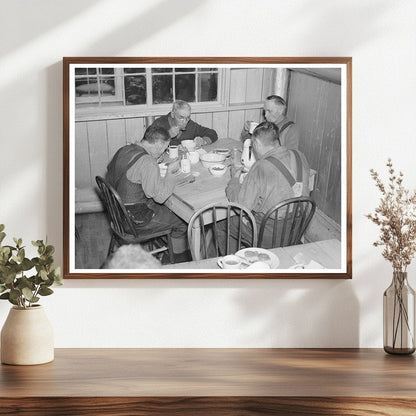 Men Eating at Hagerman Lake Camp Iron County Michigan 1937