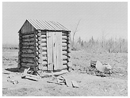 Vintage Outhouse and Baby Buggy at Bodray Farm 1937