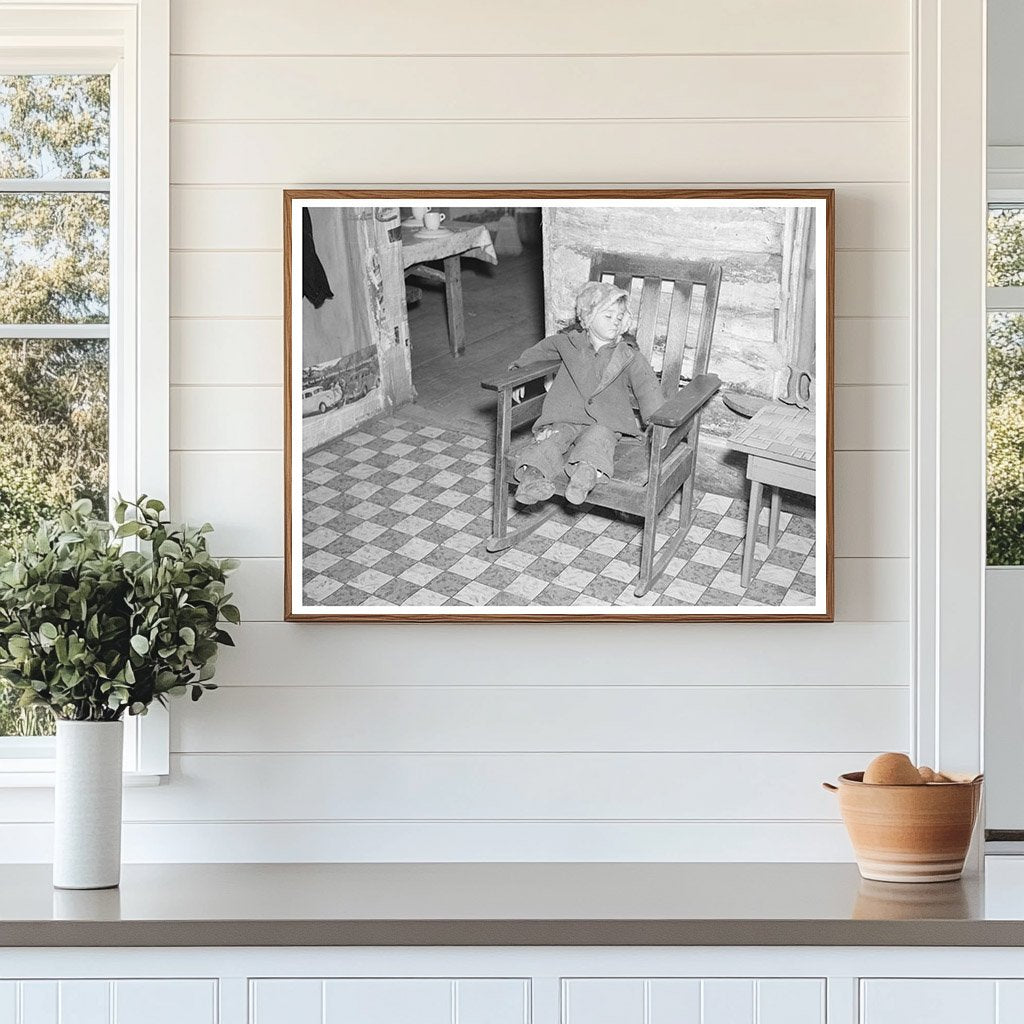 Child Asleep in Home Tipler Wisconsin May 1937