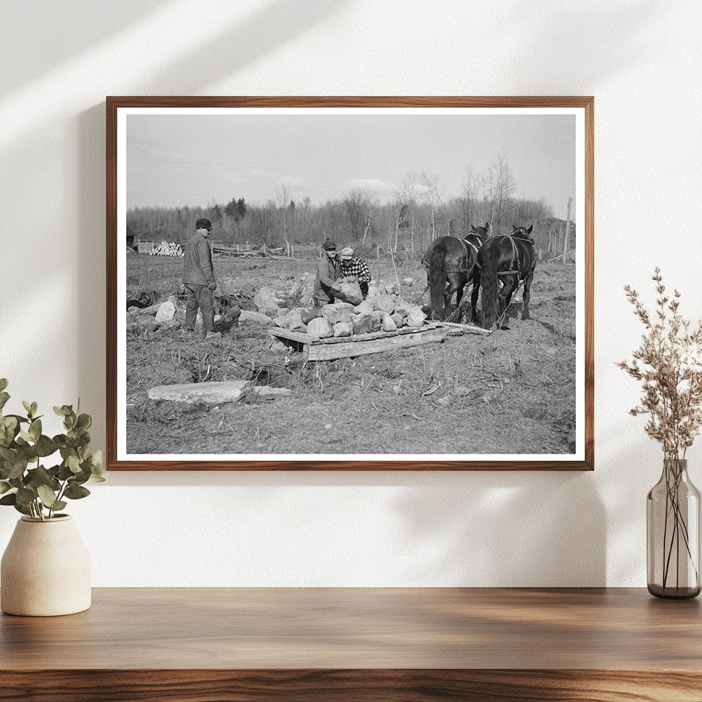 Workers Placing Stones in Lumbercamp Wisconsin 1937