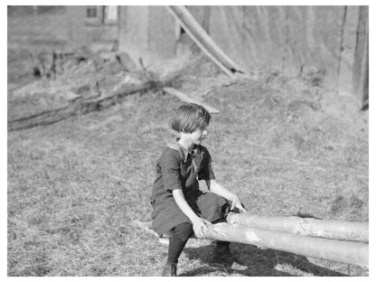 Child Playing on Teeter-Totter Long Lake Wisconsin 1937