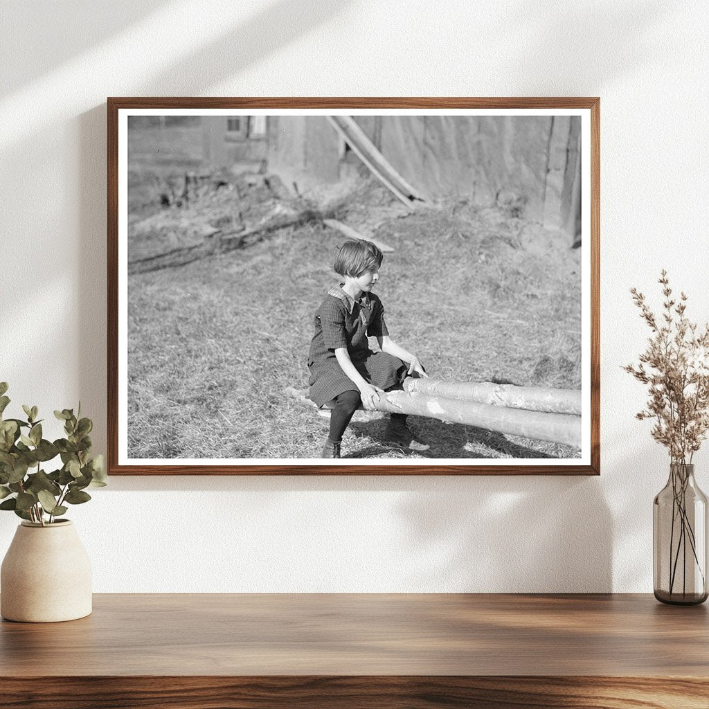 Child Playing on Teeter-Totter Long Lake Wisconsin 1937