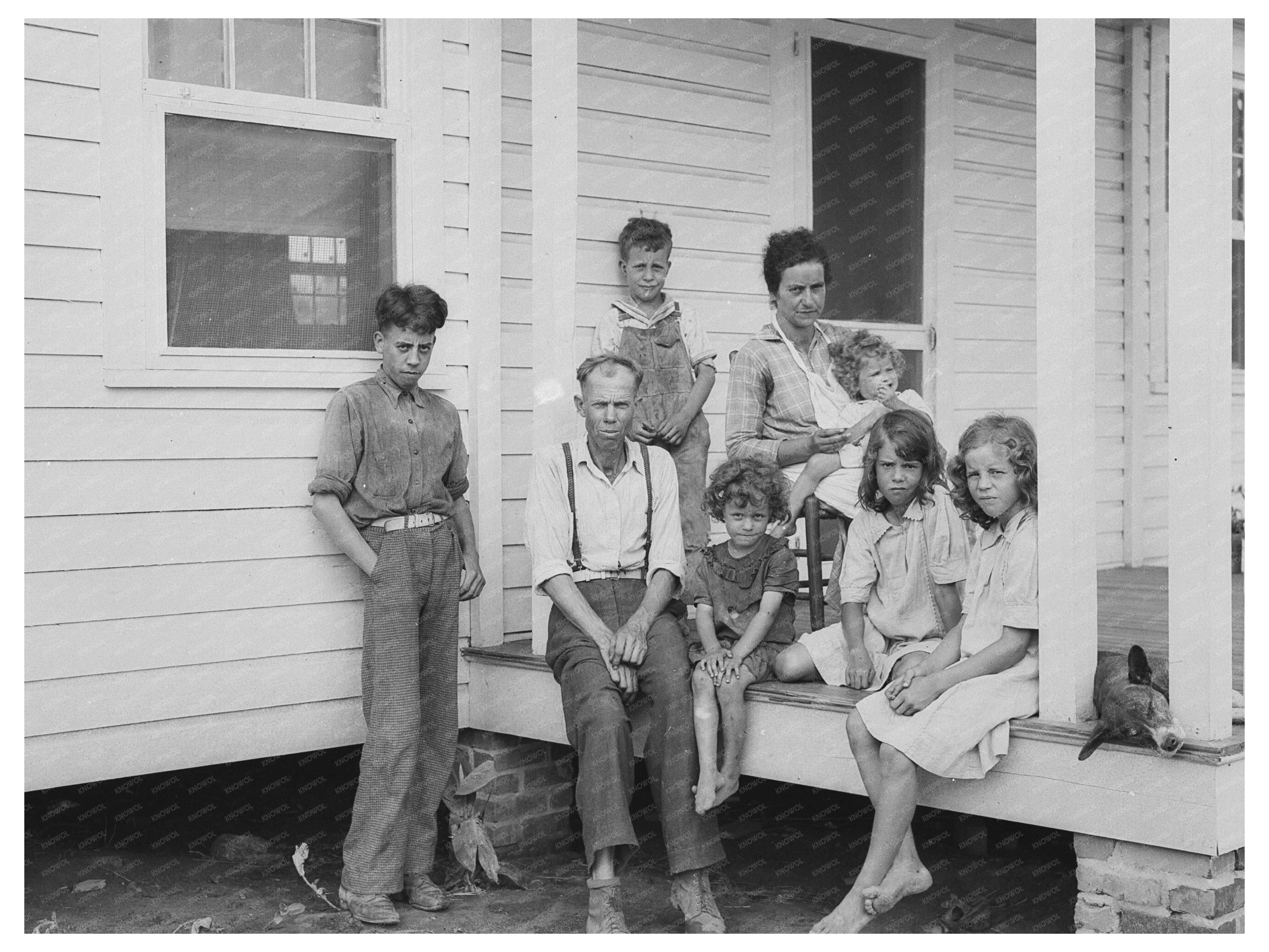 John Bunyan Locklear Family on Porch Pembroke Farms 1939