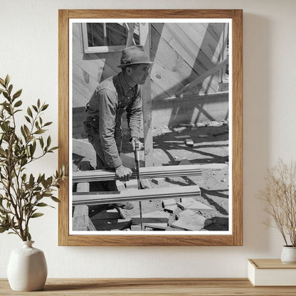 Vernon Hardcastle Working on Home Wheeler County Texas 1939