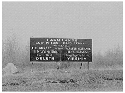 Vintage Road Sign in Duluth Minnesota June 1937