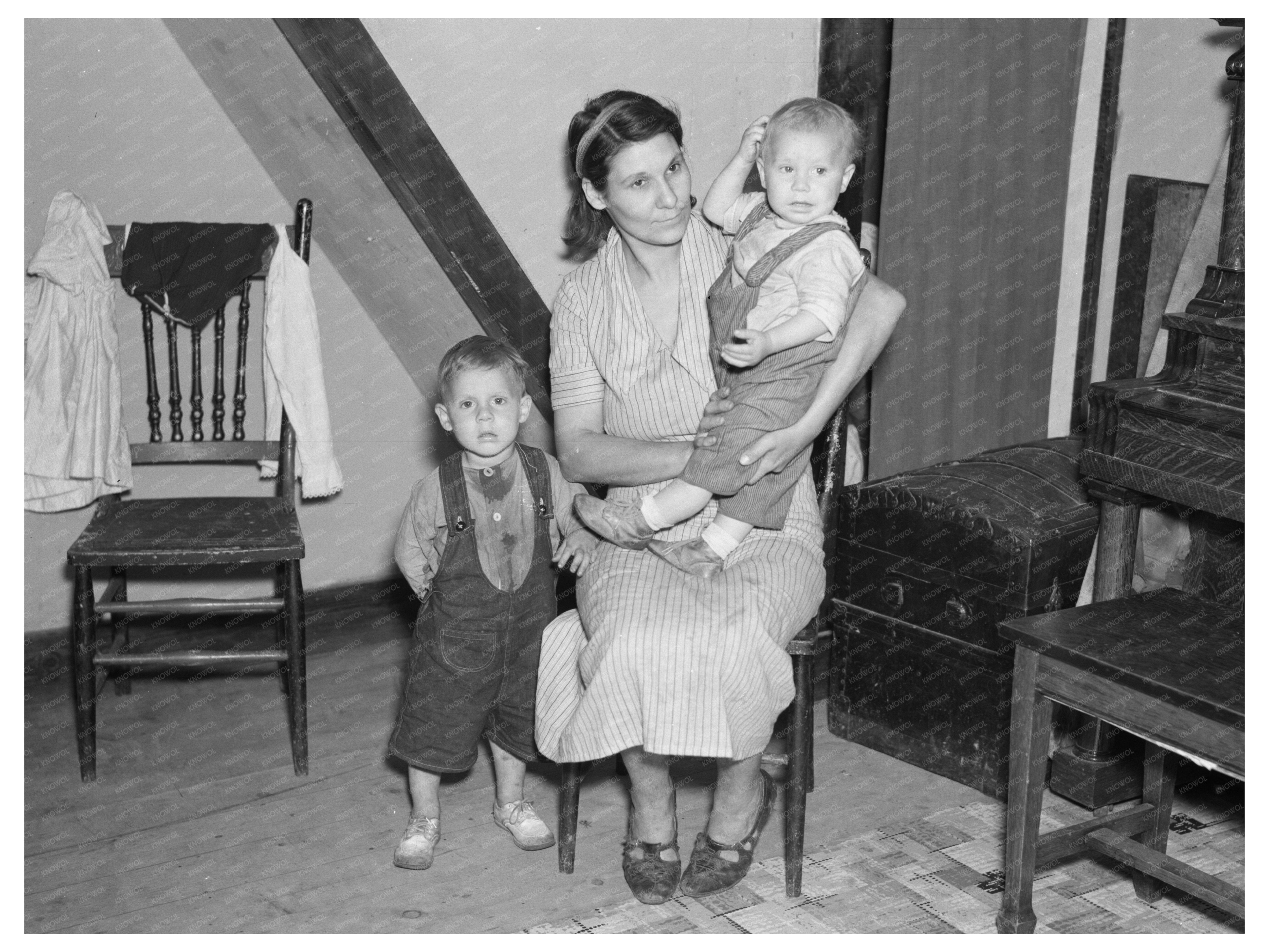 Mrs. Ray Allen and Children Farming in Wisconsin 1937