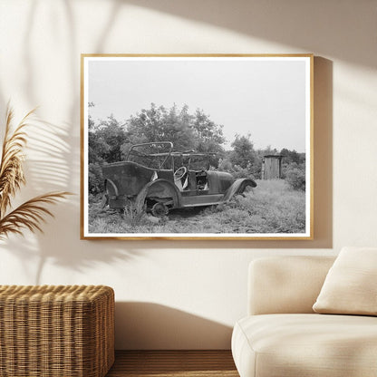 1937 Vintage Auto and Outhouse on Wisconsin Farm