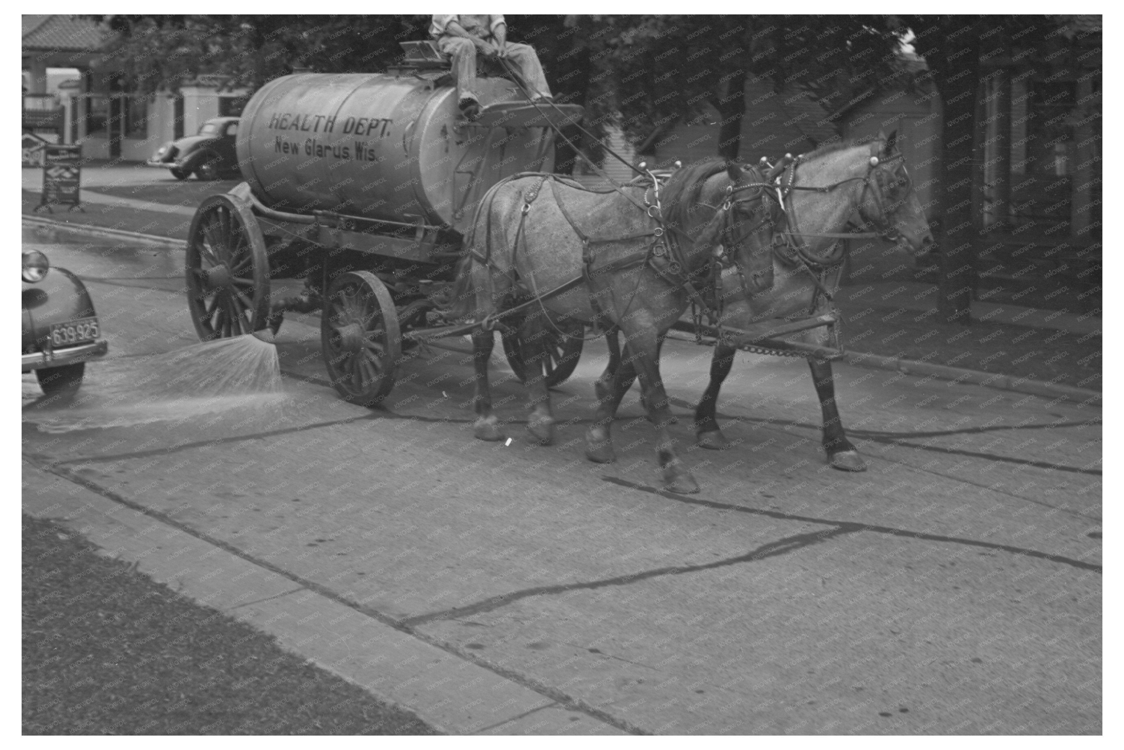 Water Wagon in New Glarus Wisconsin 1937