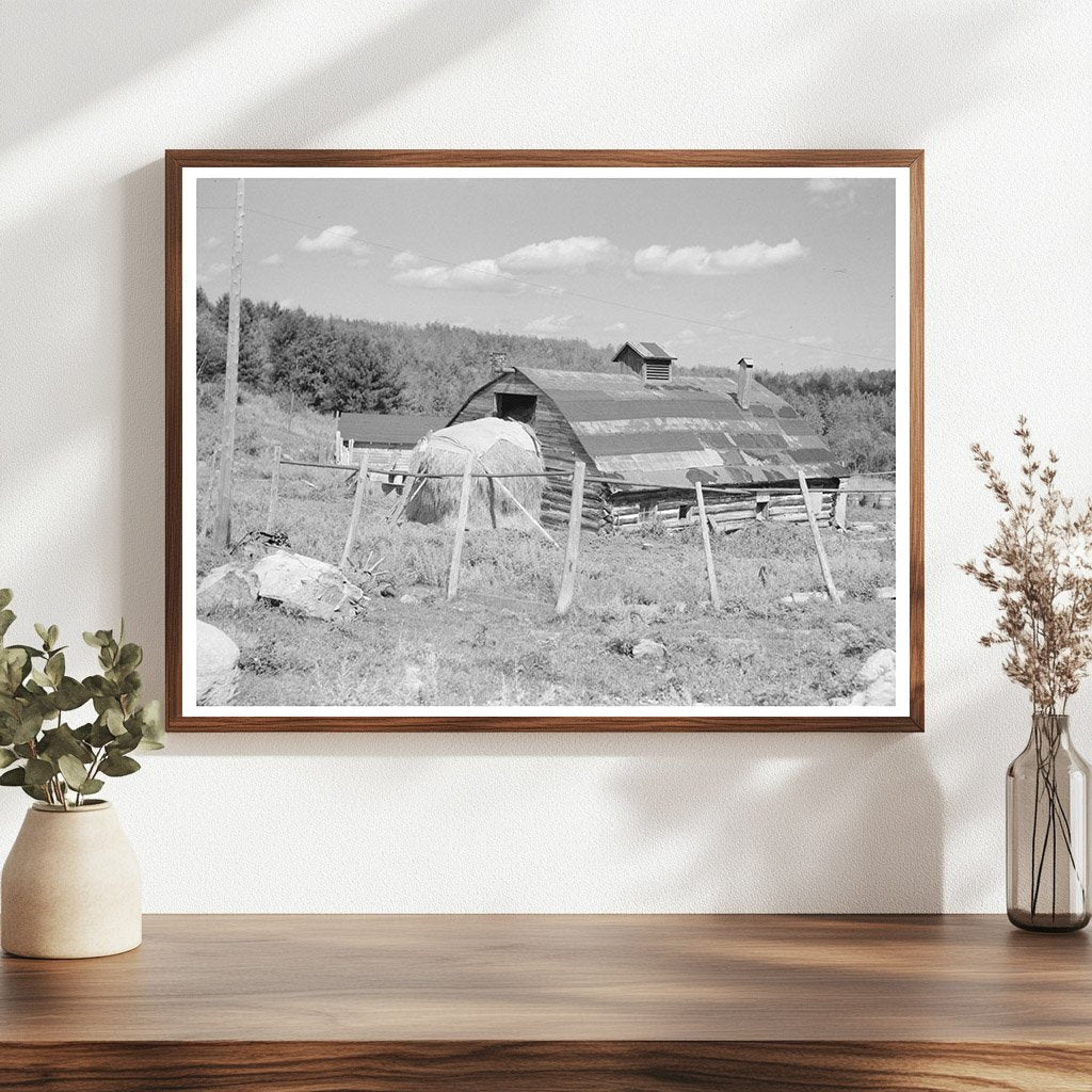 Vintage Barn and Straw Stack on Cut-Over Farm 1937