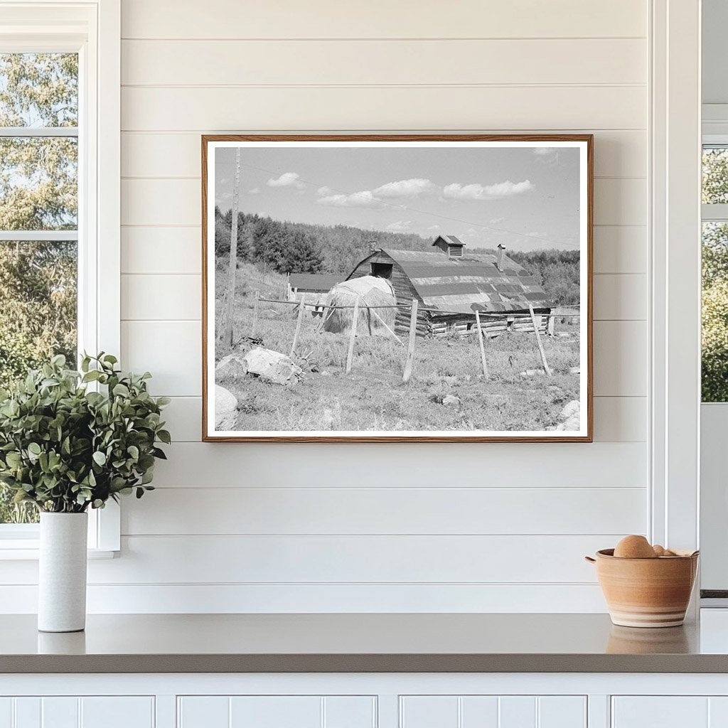 Vintage Barn and Straw Stack on Cut-Over Farm 1937