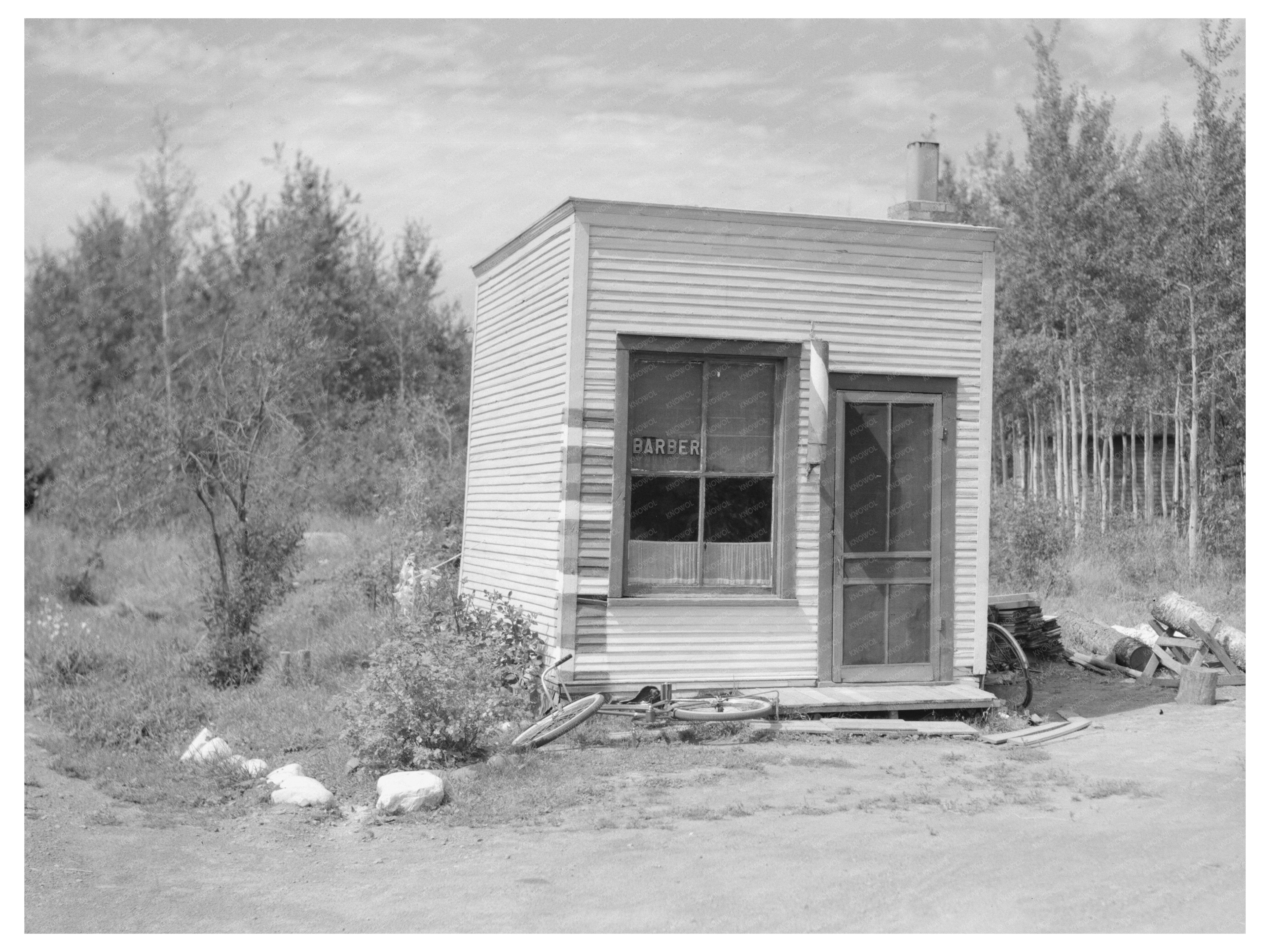 Barber Shop in Twig Minnesota August 1937