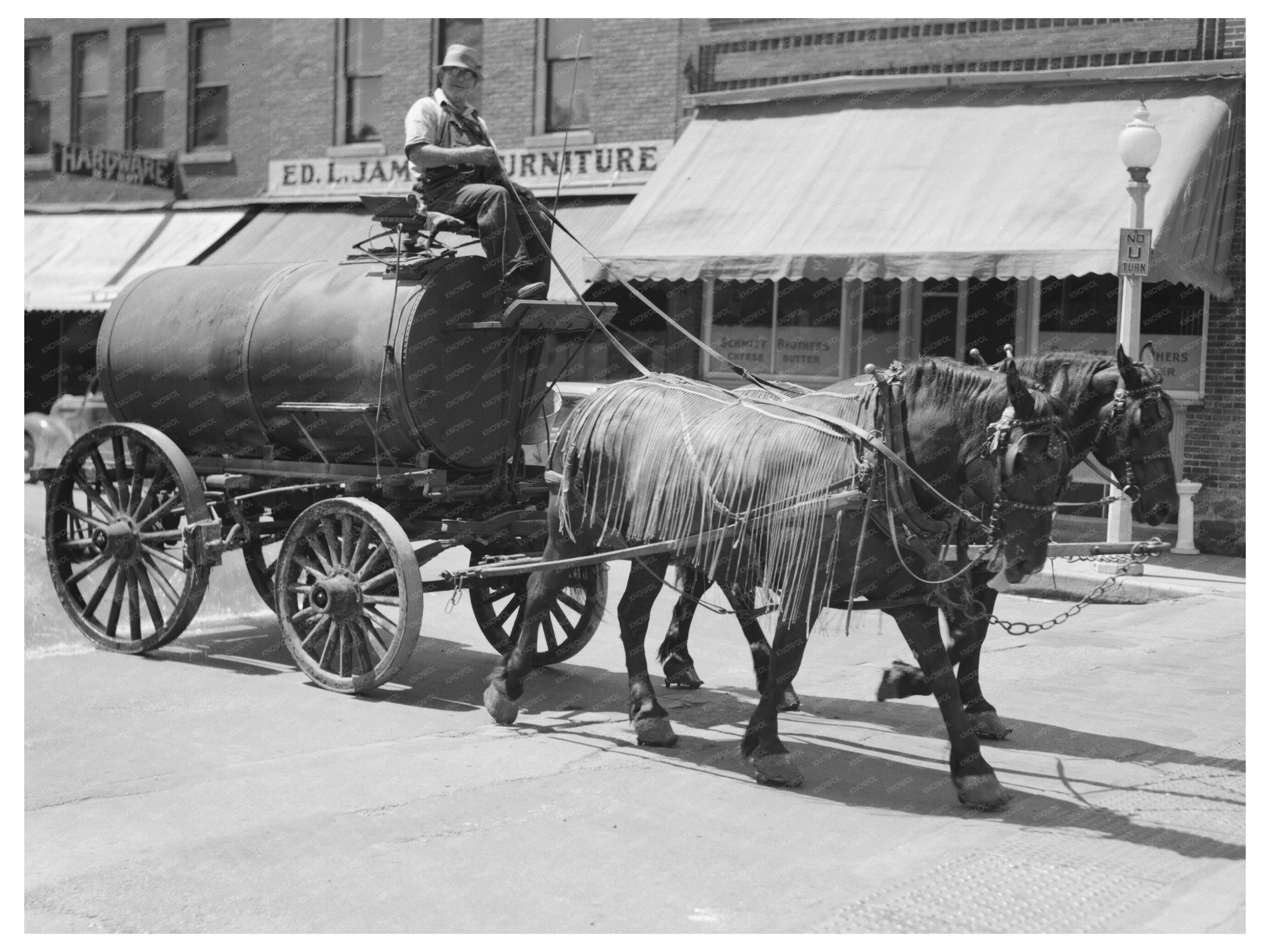 Sprinkling Wagon in Southern Wisconsin August 1937