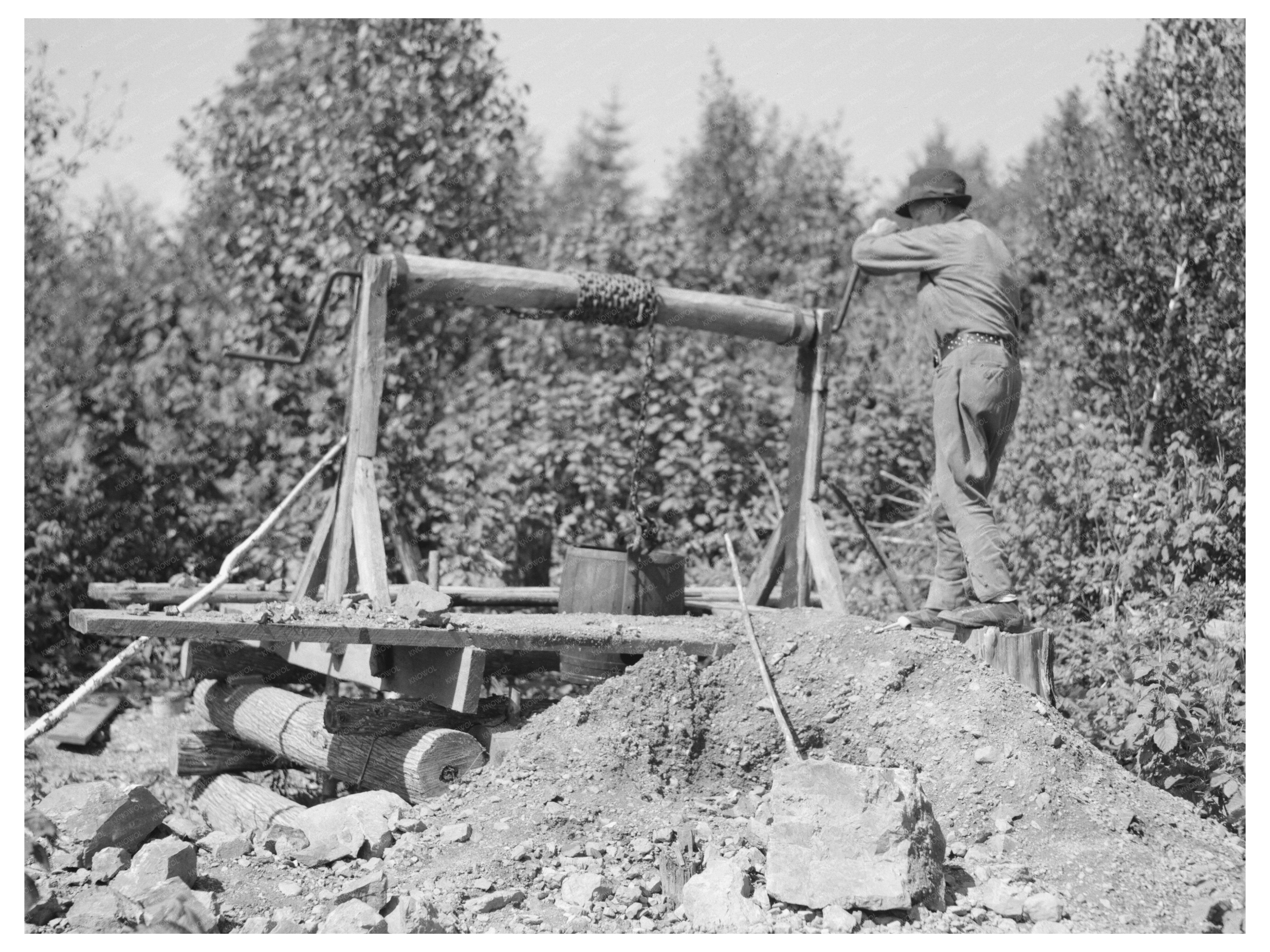 Old Miner with Homemade Windlass Winton Minnesota 1937