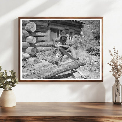 William Besson Sawing Wood in Winton Minnesota 1937