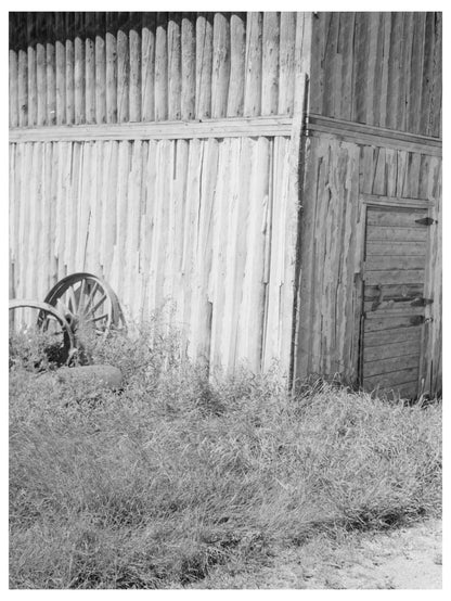 Log Barn Detail Ericsburg Minnesota August 1937