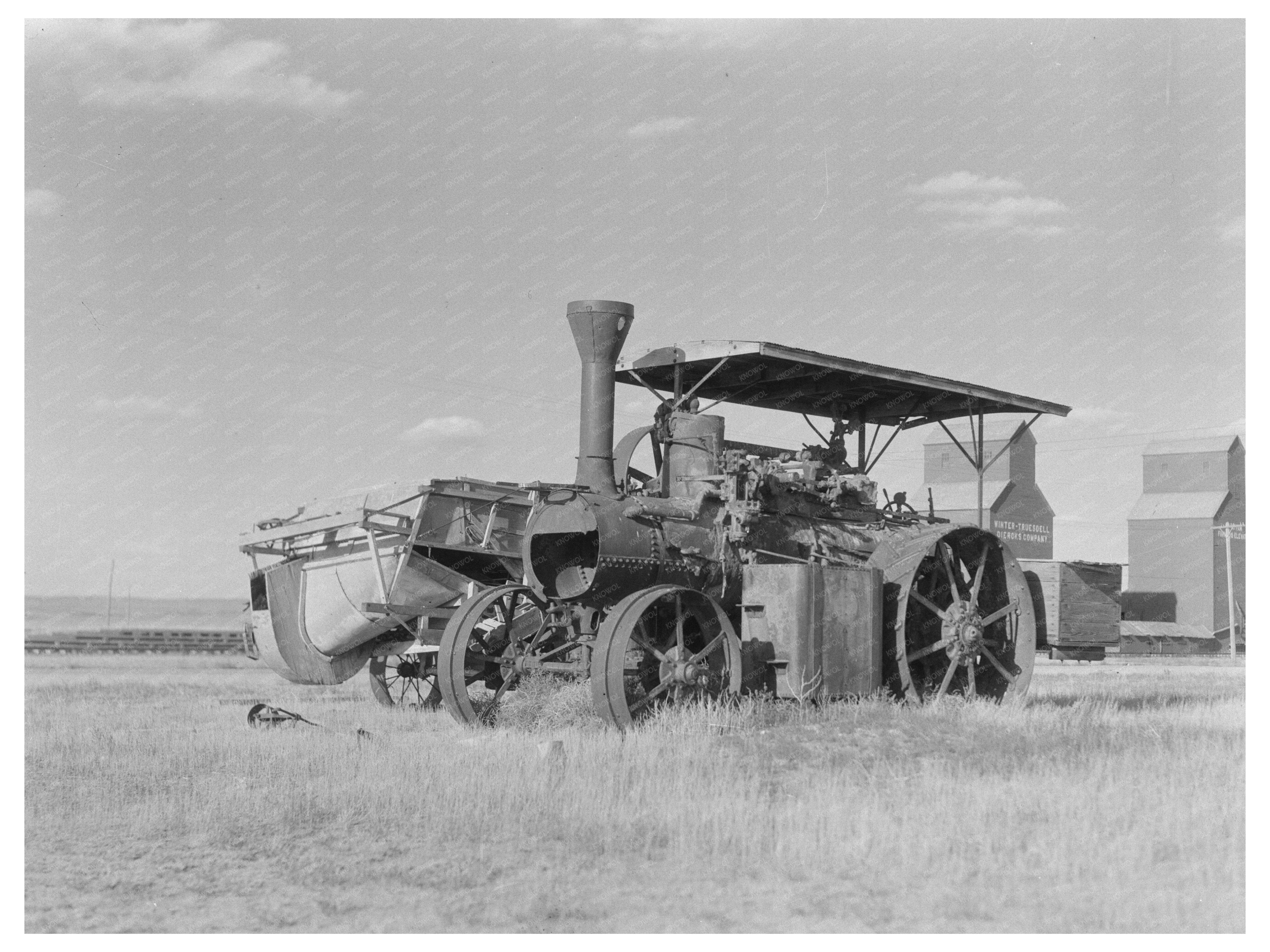 Vintage 1937 Threshing Equipment in North Dakota Drought