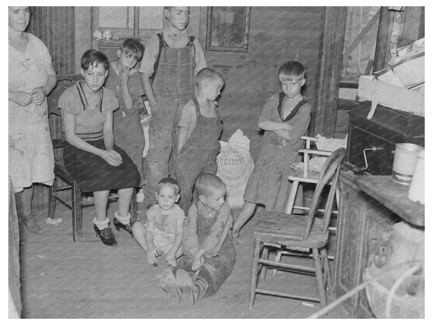 Frank Peaches Family in Their Living Room North Dakota 1937