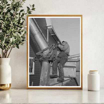 Farmer Operating Thresher in Minnesota Fields 1937