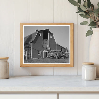 Threshing Machine and Barn in Littlefork Minnesota 1937