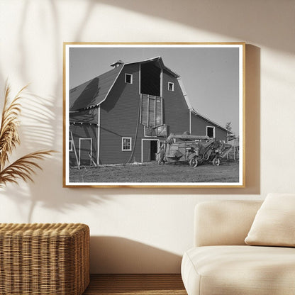 Threshing Machine and Barn in Littlefork Minnesota 1937