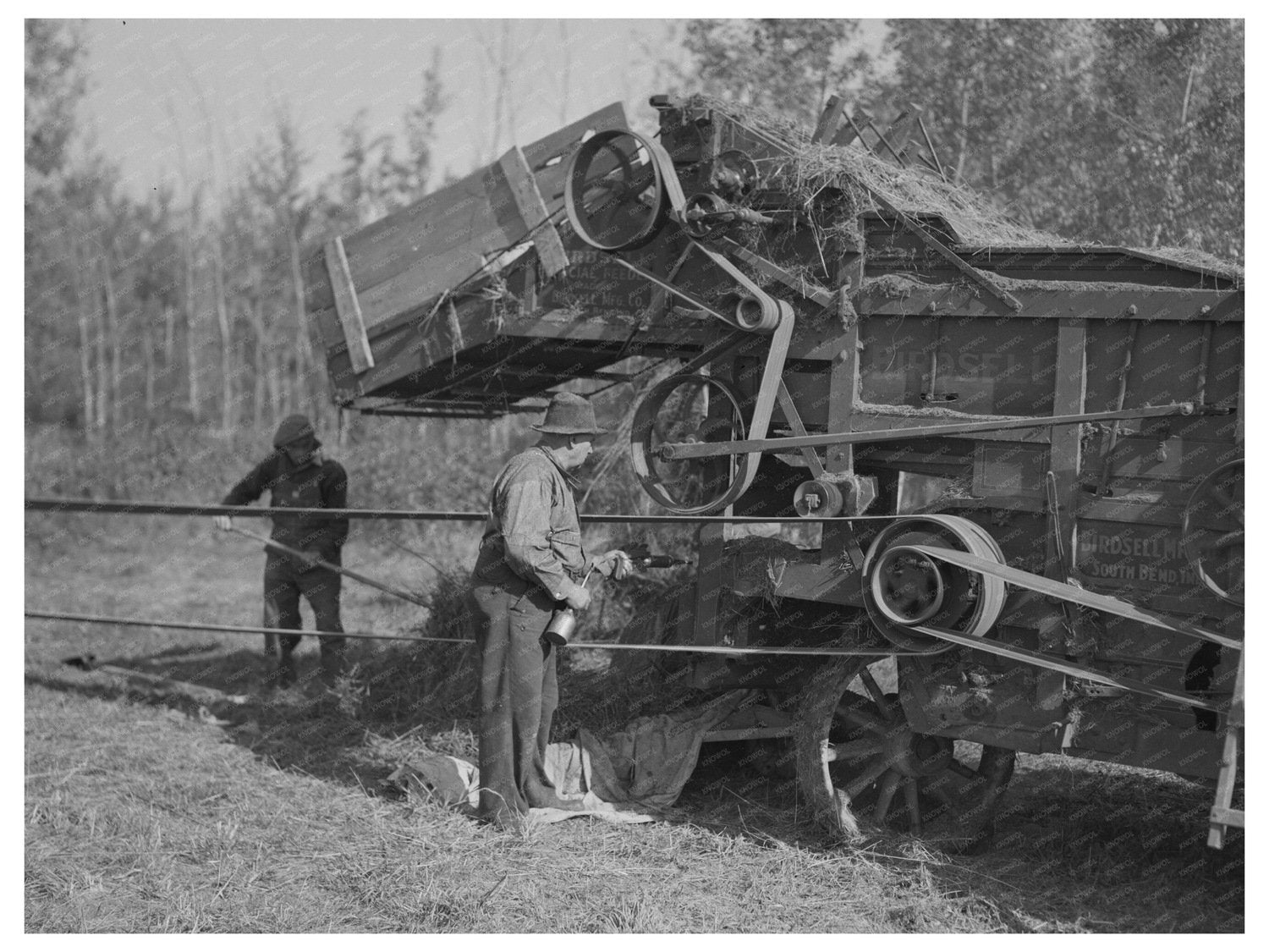 Oiling Threshing Machine in Littlefork Minnesota 1937